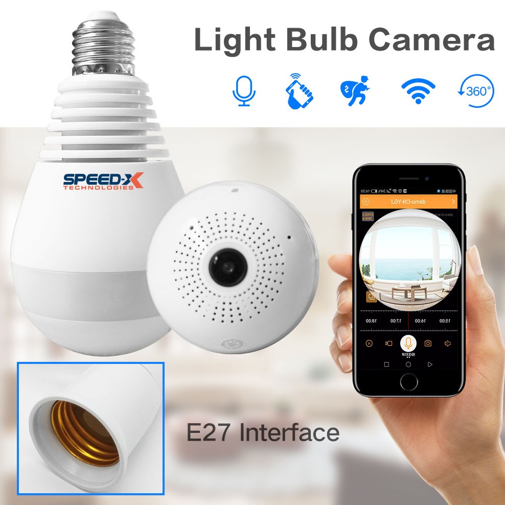 Ip Wireless Panoramic Bulb Camera 1080p Hd 2mp With V380 Pro App