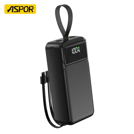 ASPOR A317 PowerBank 30000mAh Fast Charging 22.5W with 3 Cables (Black)